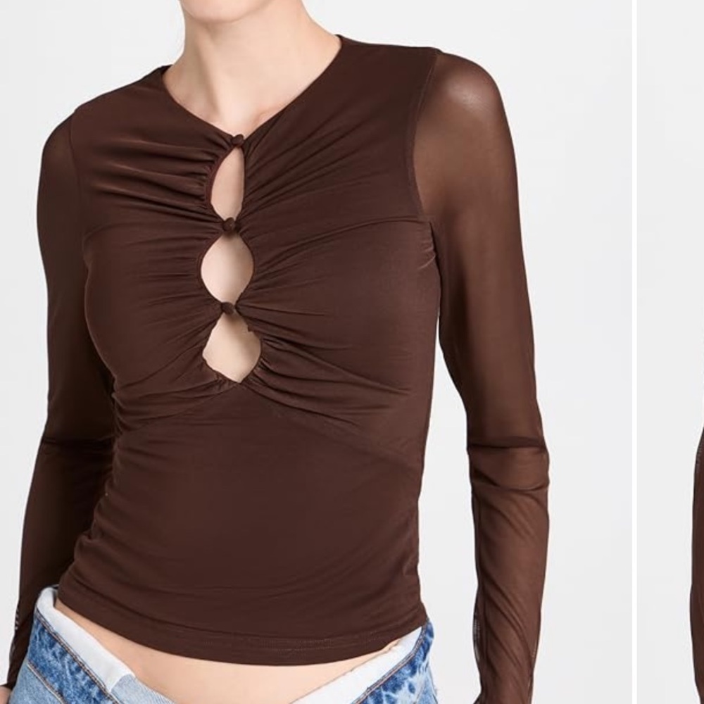 MinkPink Allure mesh top in brown. NWT